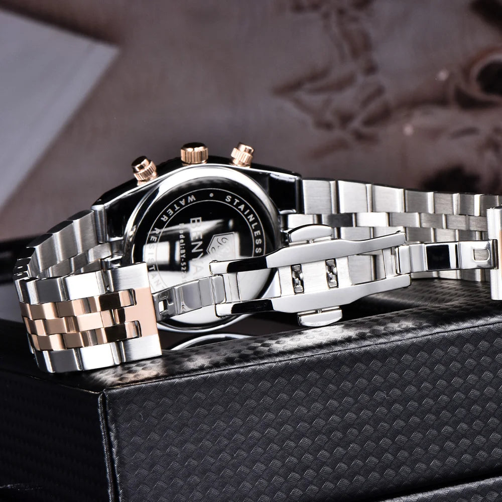 2026new 40mm men's watch top luxury brand quartz watch stainless steel moon phase calendar waterproof luminous men's chronograph