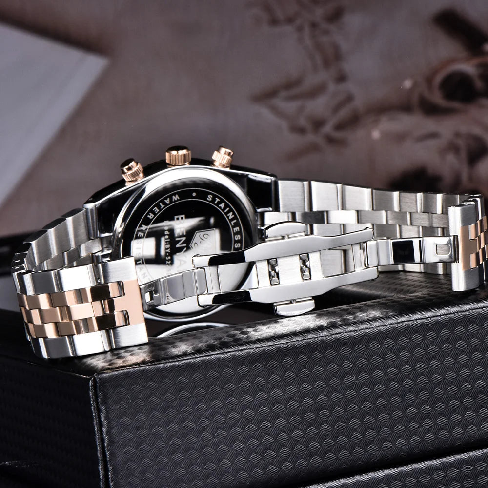 2026new 40mm men's watch top luxury brand quartz watch stainless steel moon phase calendar waterproof luminous men's chronograph